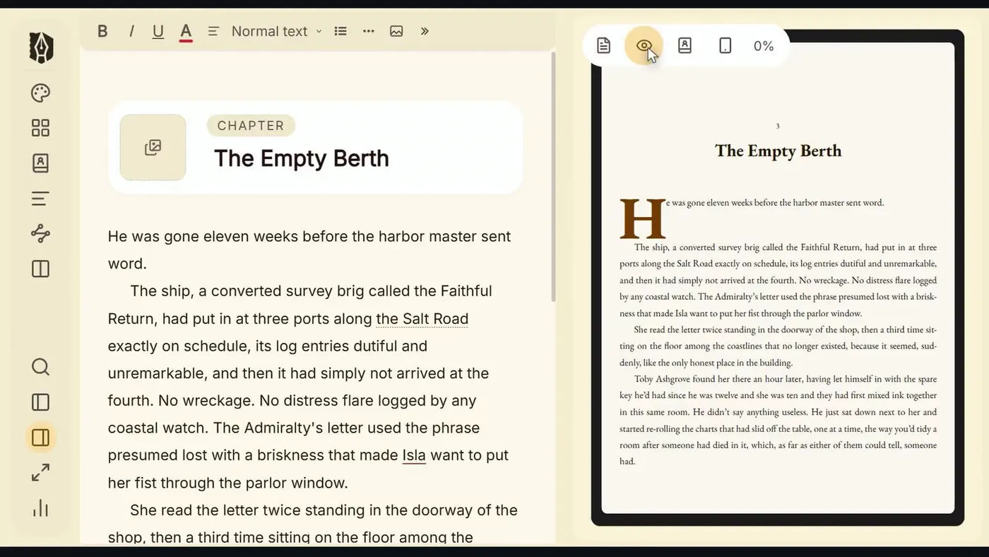 A drop cap applied to a chapter opening