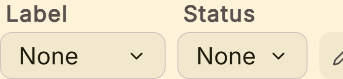 The inspector's label and status controls, which colour a chapter in the binder and mark how far along it is.